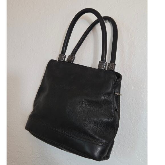 Fossil Leather Shoulder Bag Purse Handbag Black 3 Compartment‎ Lined CLEAN - Picture 4 of 14
